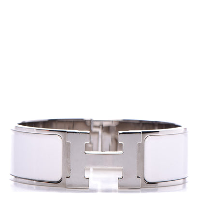 Hermes Enamel Wide Clic Clac H Bracelet PM White 1 of 6