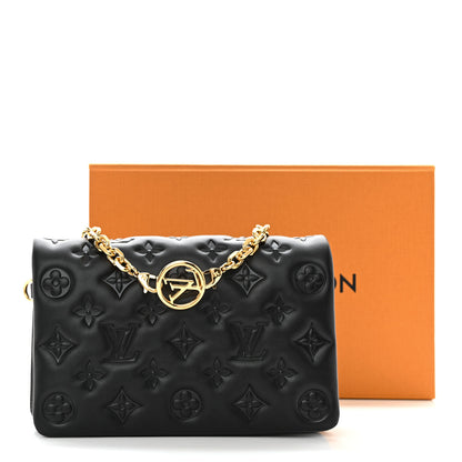 Louis Vuitton Lambskin Embossed Monogram Pochette Coussin Black 10 of 10