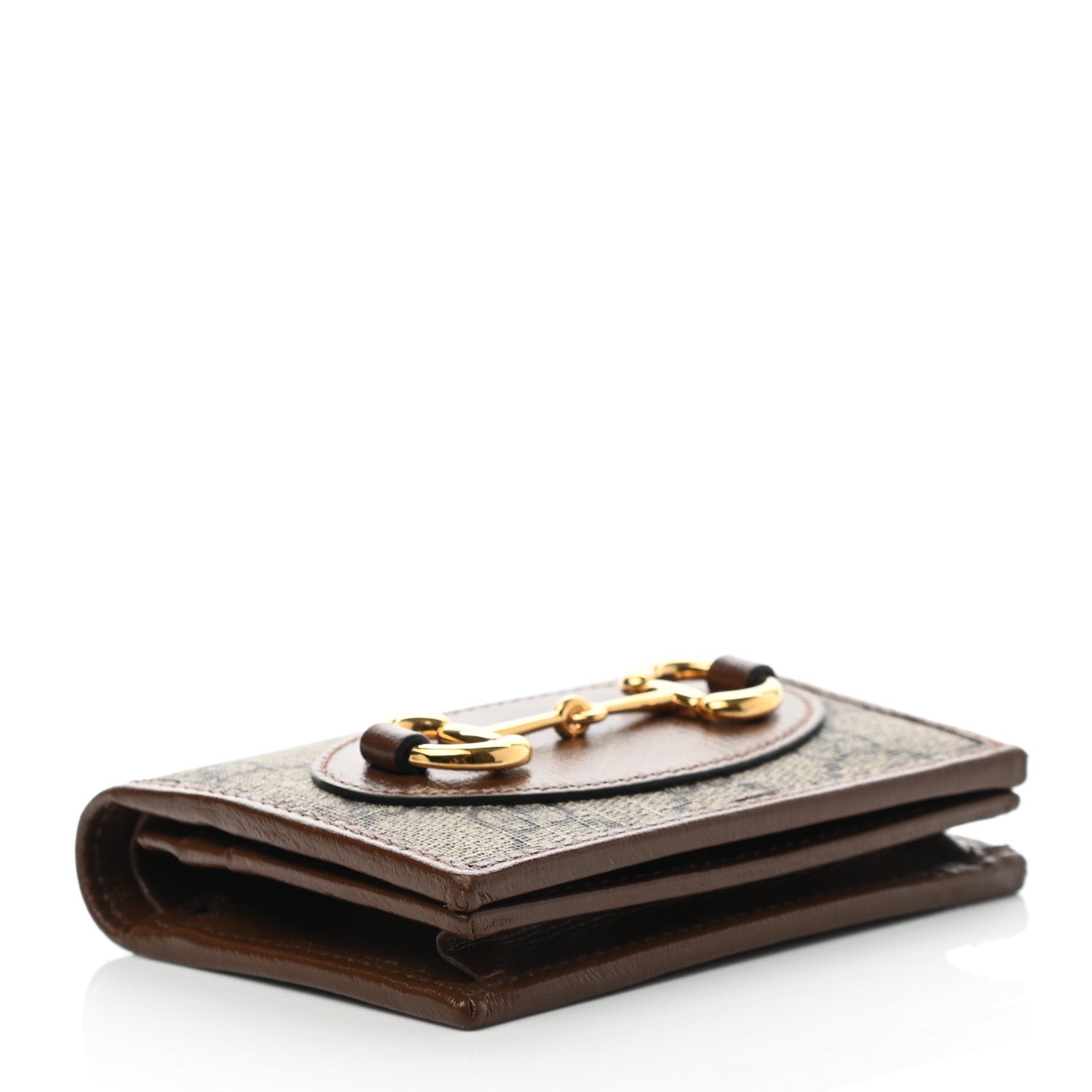 Gucci GG Supreme Monogram Horsebit 1955 Card Case Wallet Beige Ebony Brown Sugar 4 of 7