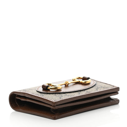 Gucci GG Supreme Monogram Horsebit 1955 Card Case Wallet Beige Ebony Brown Sugar 4 of 7