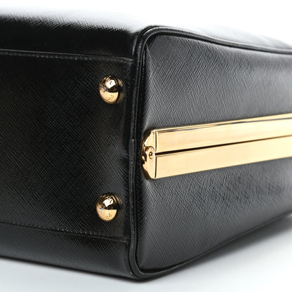 Prada Saffiano Vernice Pyramid Bag Black 9 of 11