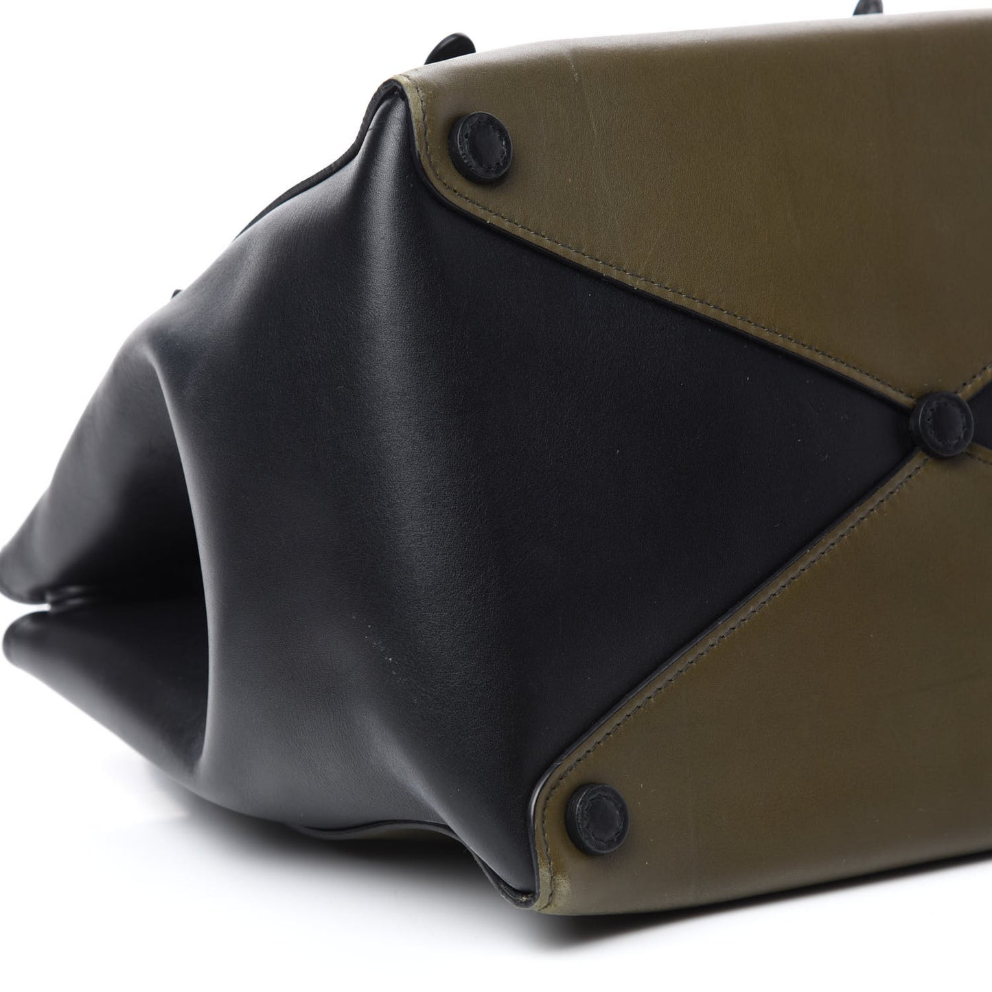 City Calfskin Convertible Top Handle Tote Militare Green Black