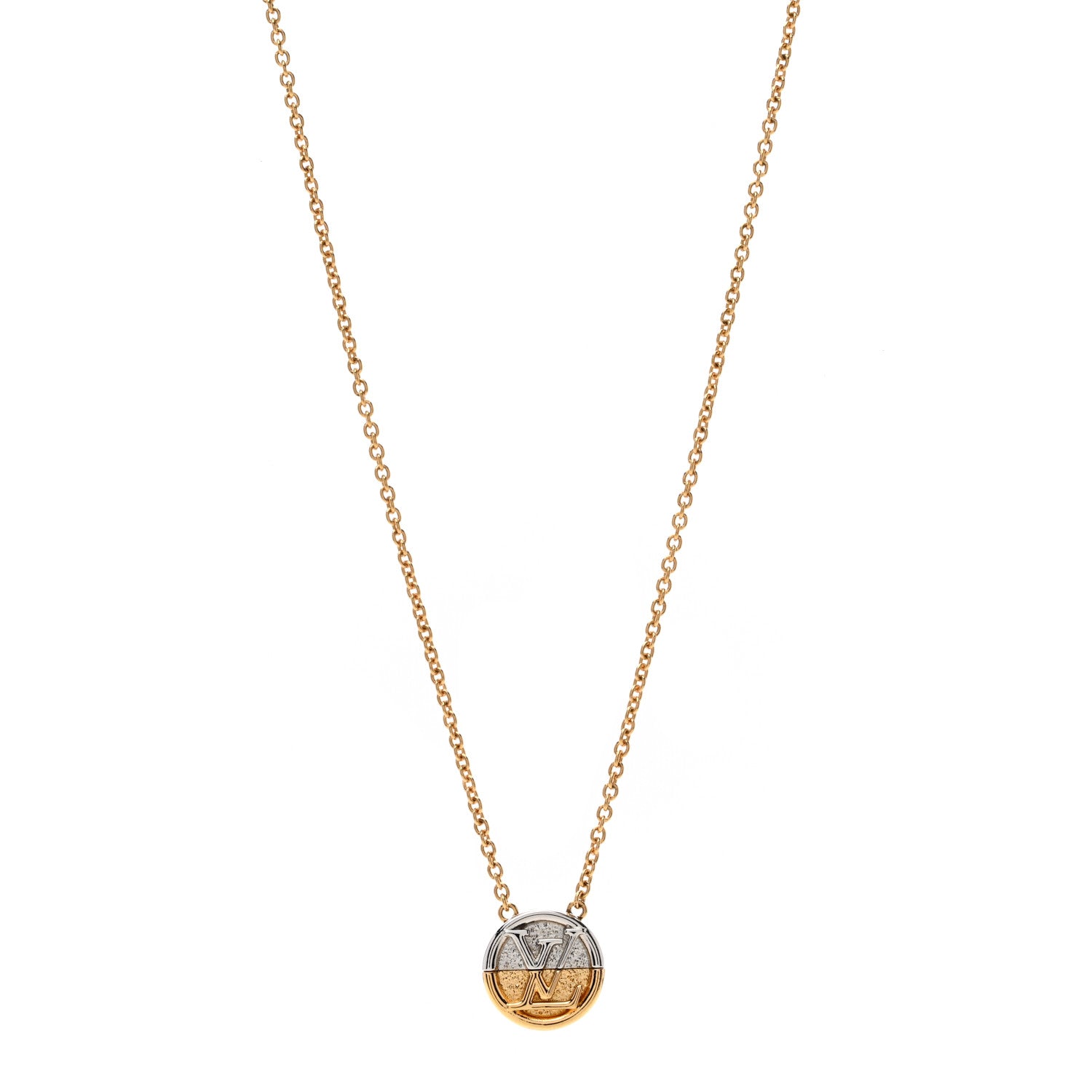 Louis Vuitton Metal L to V Necklace Gold Silver 1 of 4