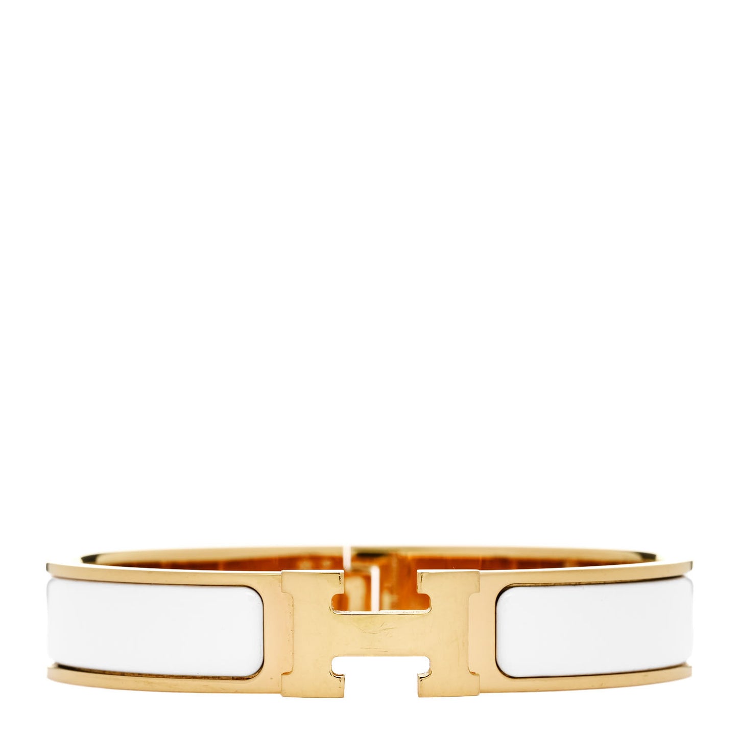 Enamel Narrow Clic Clac H Bracelet GM White
