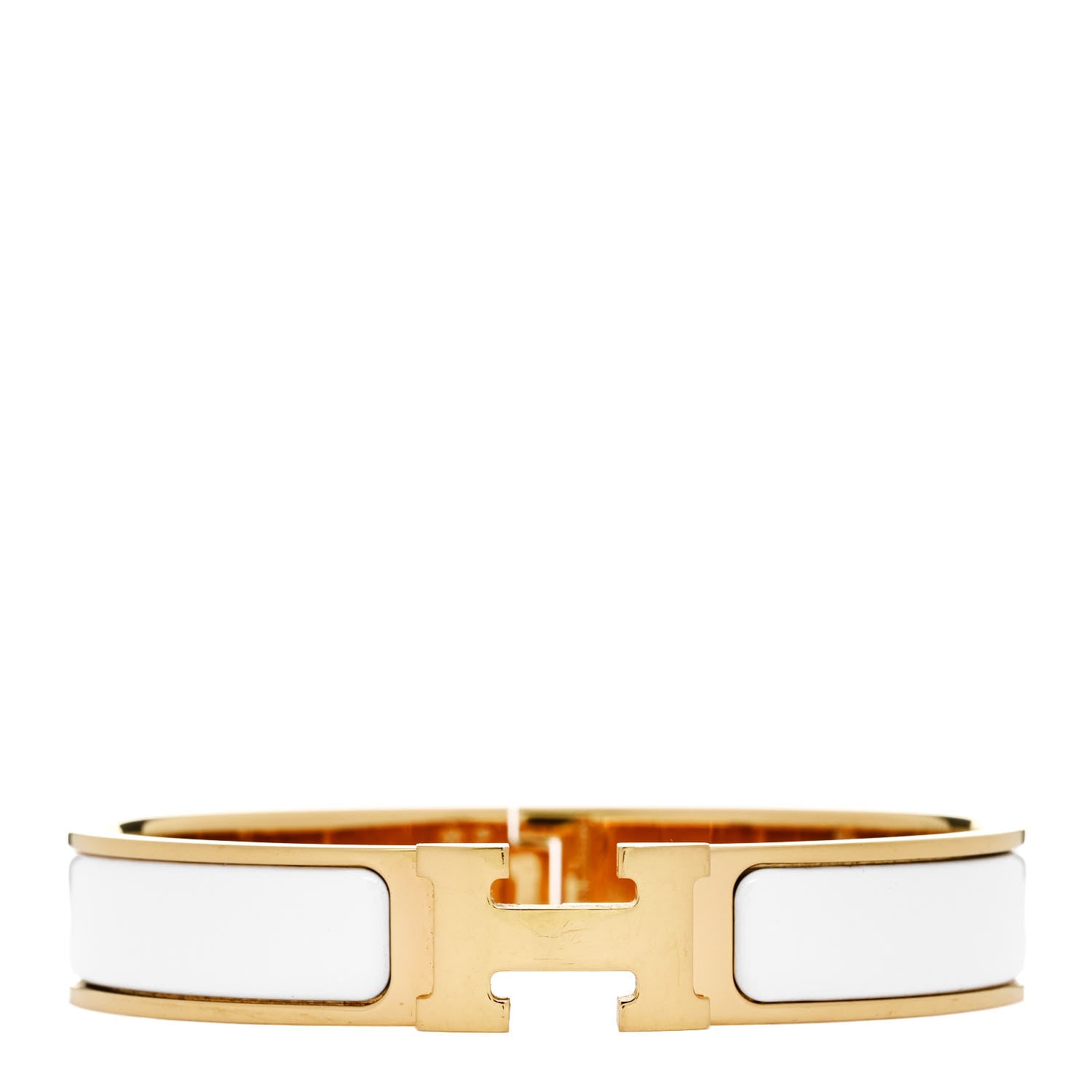 Hermes Enamel Narrow Clic Clac H Bracelet GM White 1 of 5
