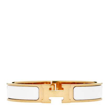 Hermes Enamel Narrow Clic Clac H Bracelet GM White 1 of 5