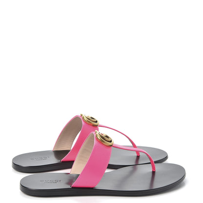 Gucci Calfskin GG Marmont Thong Sandals 38.5 Fuxia Fluo 4 of 10