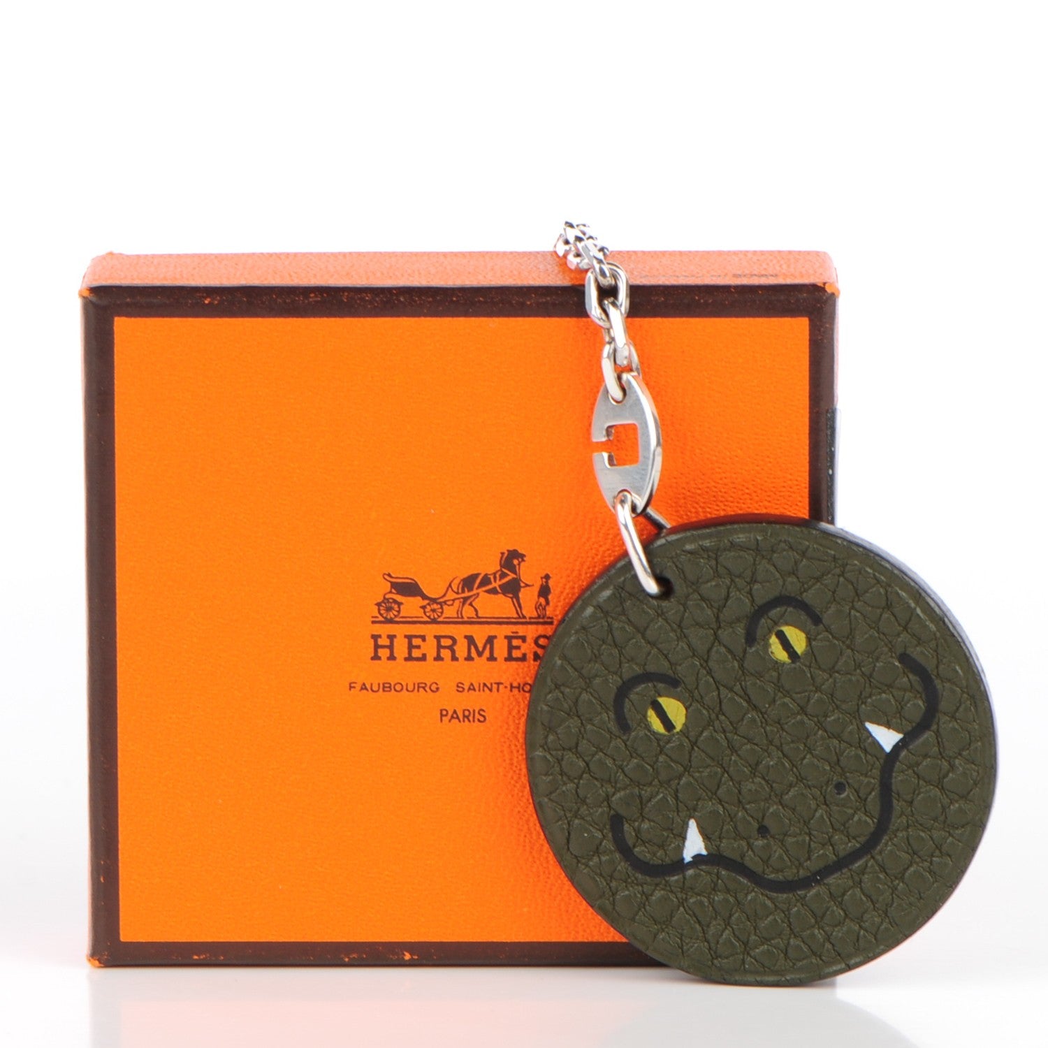 Hermes Togo Crocodile Bag Charm Vert Olive 5 of 5