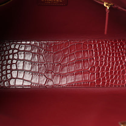 Chanel Calfskin Crocodile Embossed Archetype Small Shopping Tote Burgundy 5 of 11