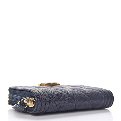Chanel Caviar Quilted Boy Zip Around Coin Purse Wallet Navy 4 of 7