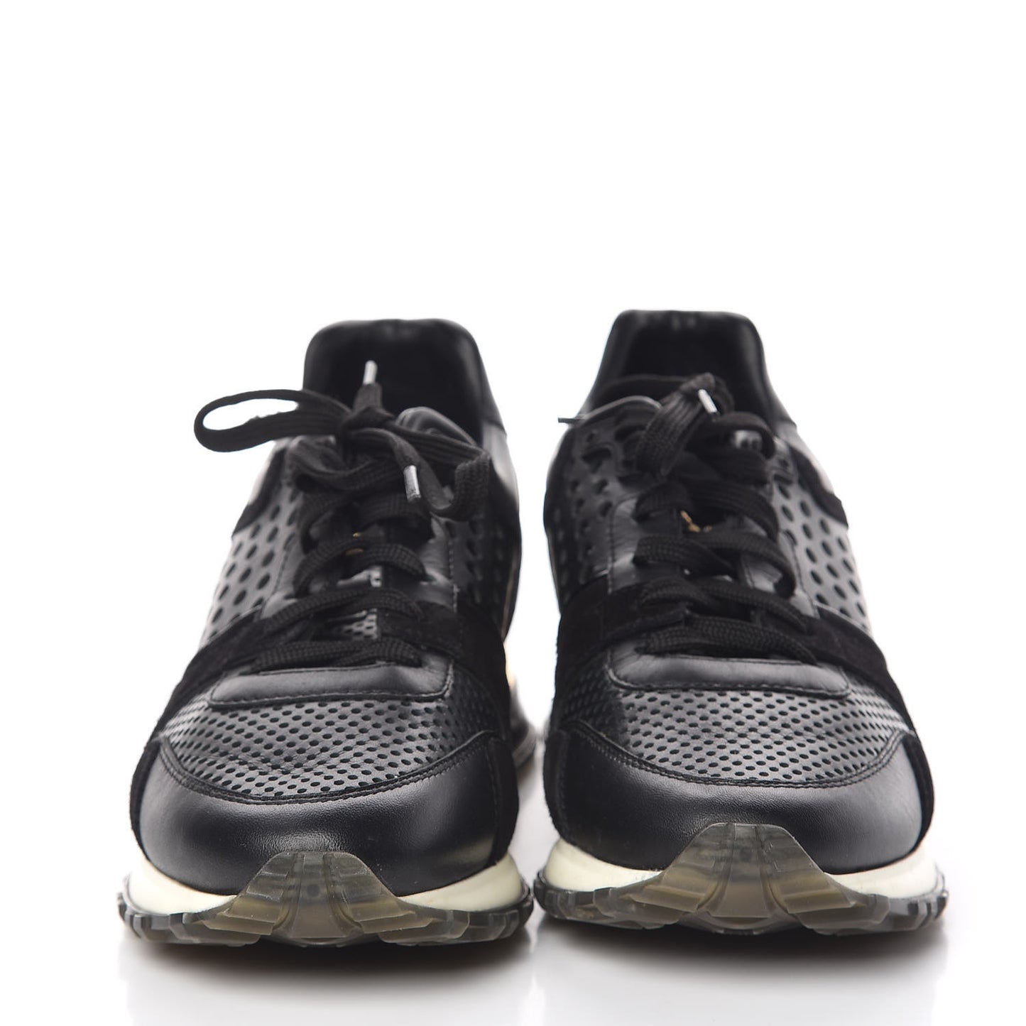 Nubuck Calfskin Perforated Run Away Sneakers 37.5 Black
