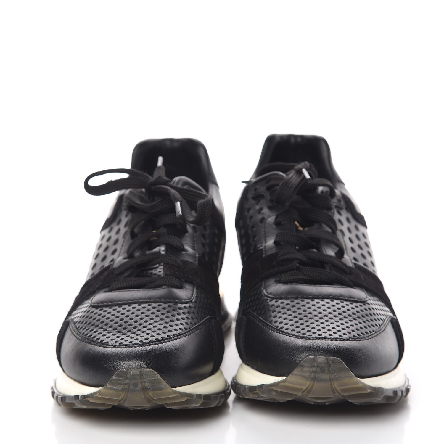 Louis Vuitton Nubuck Calfskin Perforated Run Away Sneakers 37.5 Black 2 of 11