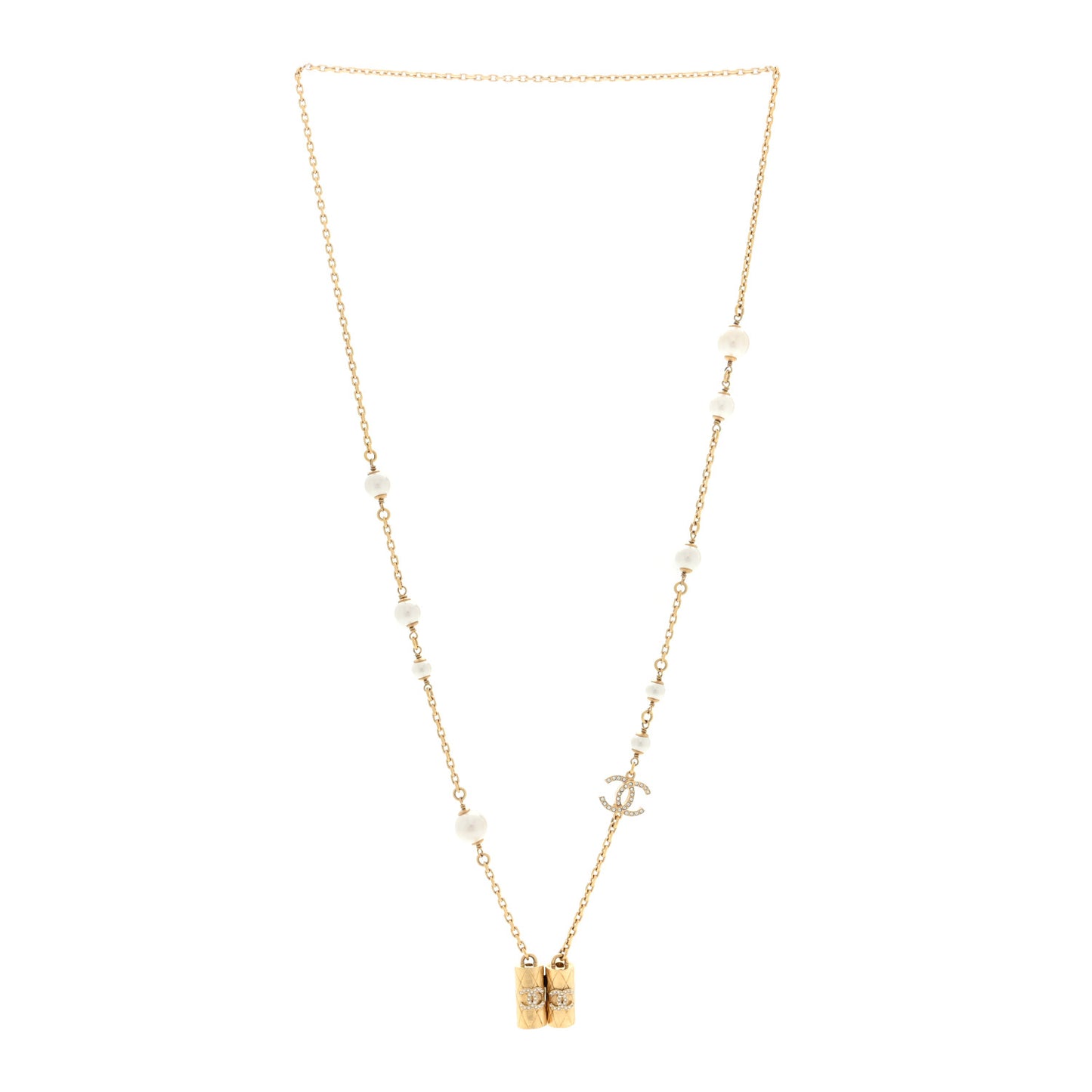 Crystal Pearl Airpod Necklace Gold