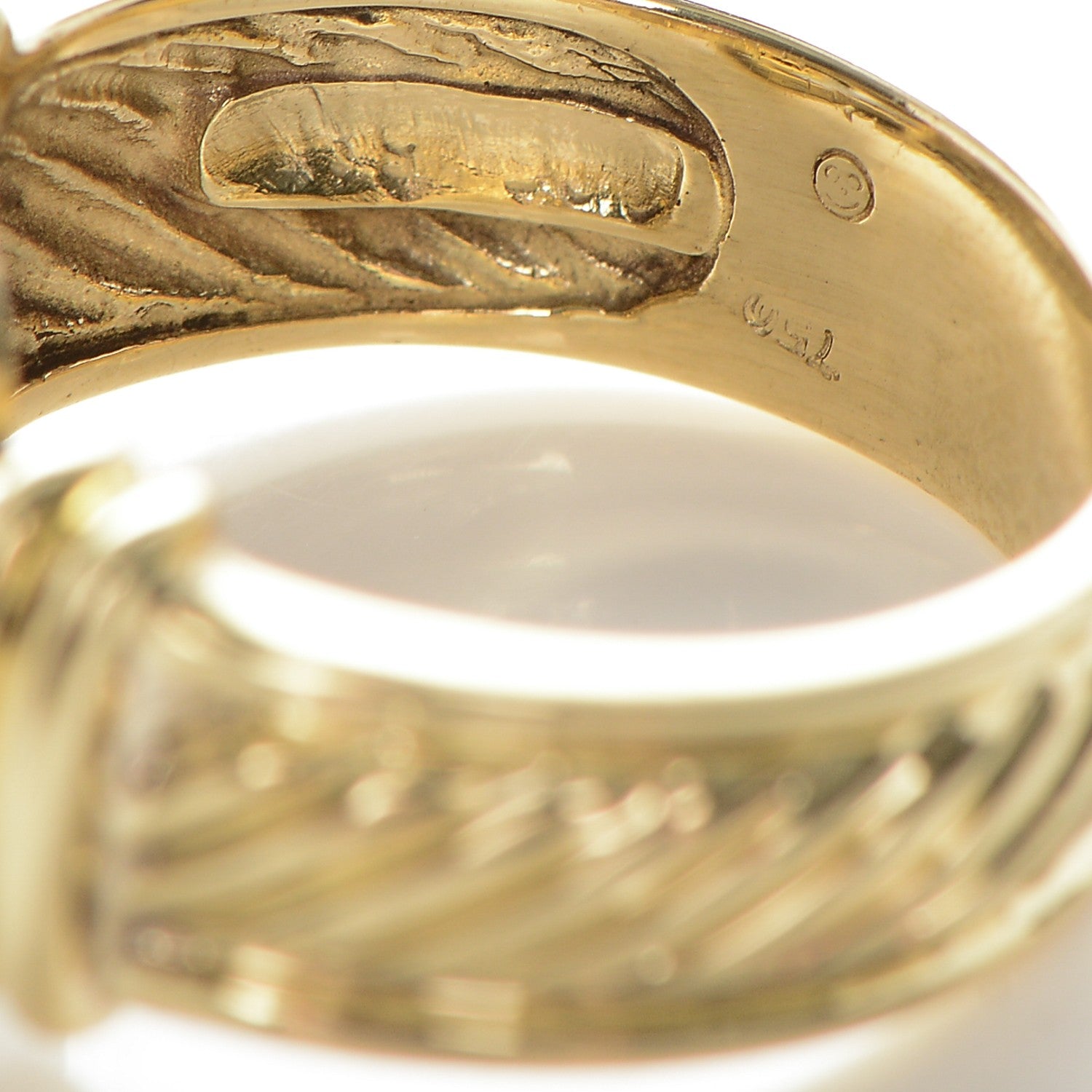 David Yurman 18K Yellow Gold Diamond Buckle Cable Ring 54.5 7.25 4 of 5