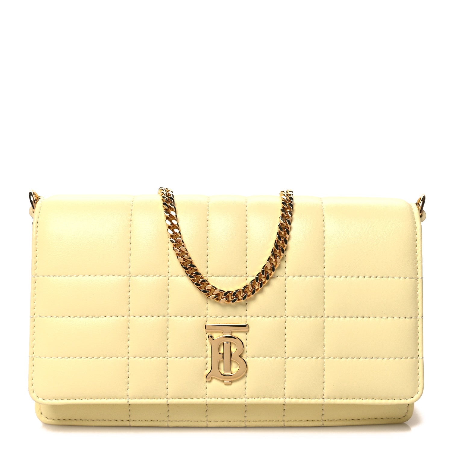 Burberry Lambskin Quilted Lola Clutch On Chain Cool Lemon 1 of 9