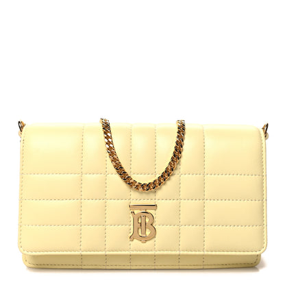 Burberry Lambskin Quilted Lola Clutch On Chain Cool Lemon 1 of 9