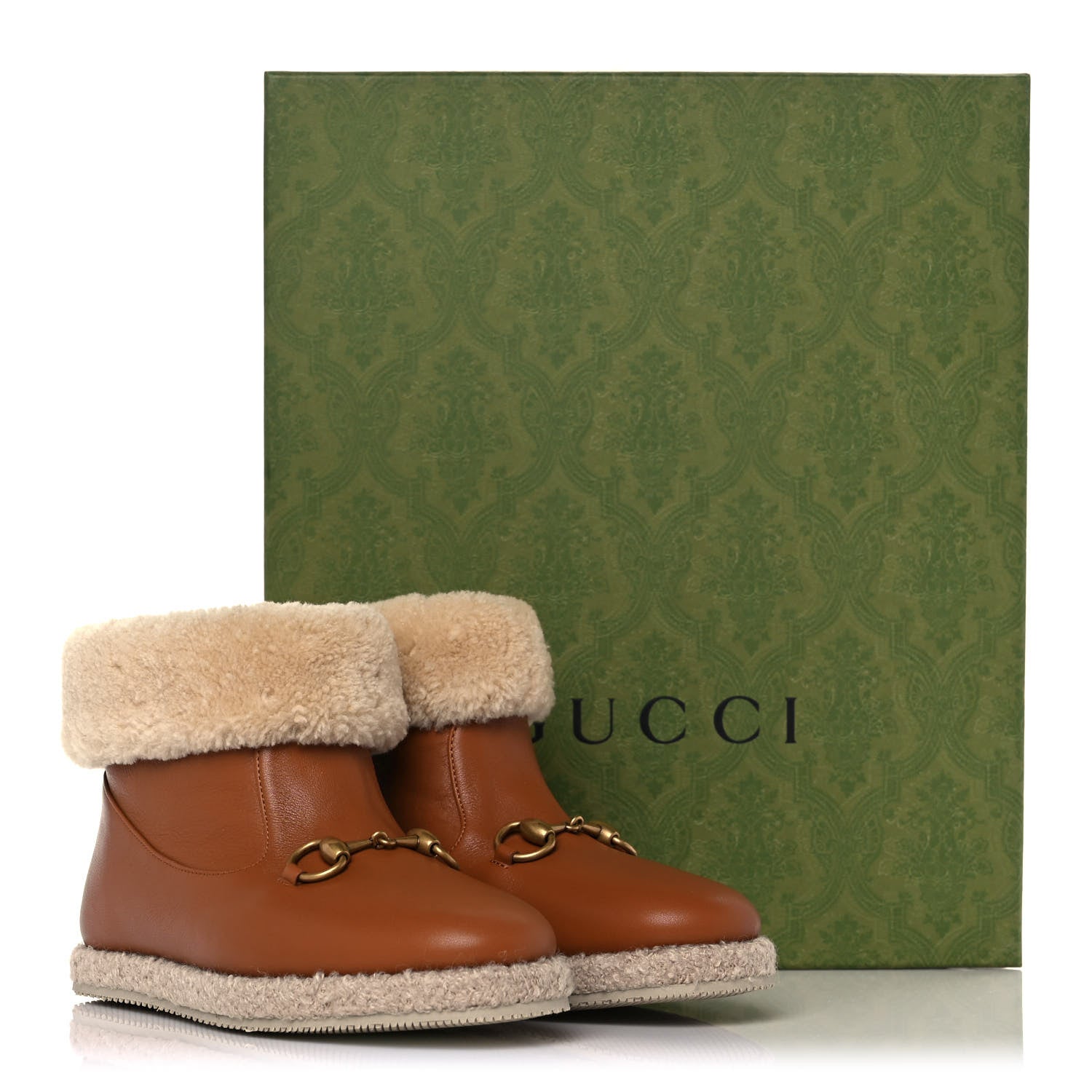 Gucci Calfskin Wool Womens Fria Horsebit Ankle Boots 36 New Caramel Butterscotch 9 of 9