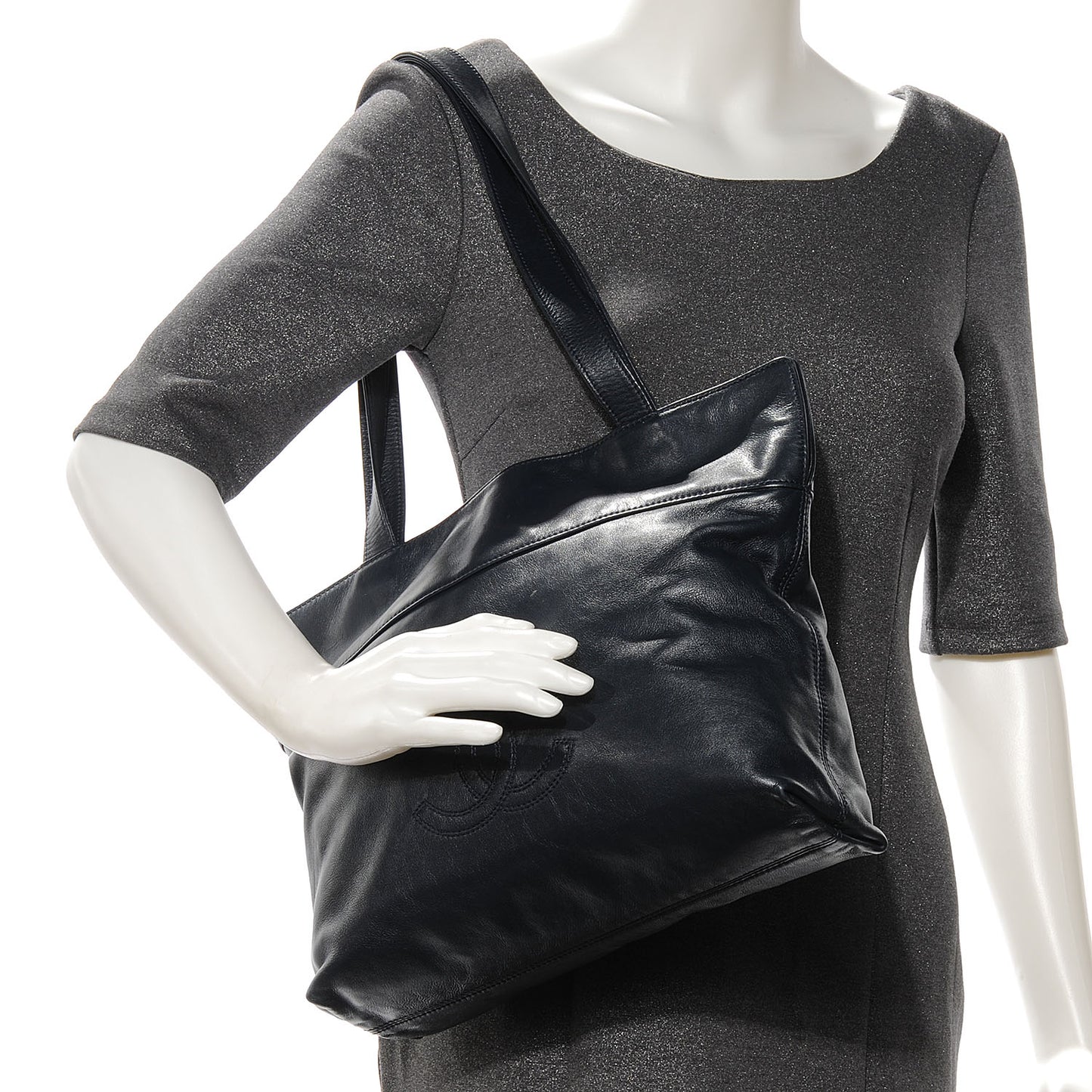 Lambskin CC Shopper Tote Navy