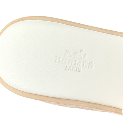 Hermes Calfskin Cork Eze 30 Sandals 38 White 7 of 10