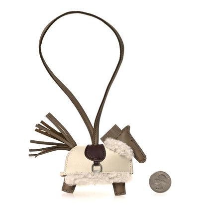 Hermes Milo Lambskin Merinos Wool Grigri Rodeo Robeo Plush Bag Charm PM Beige Marfa Terre Craie Ecru 2 of 5