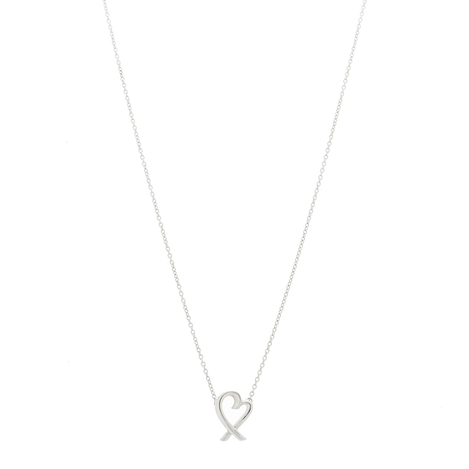 Tiffany Sterling Silver Small Paloma Picasso Loving Heart Pendant Necklace 1 of 6