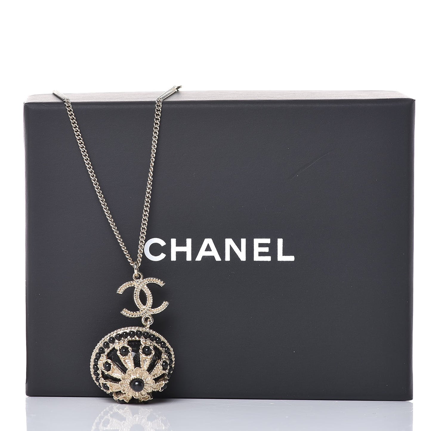 Crystal CC Roman Palace Dome Long Necklace Gold