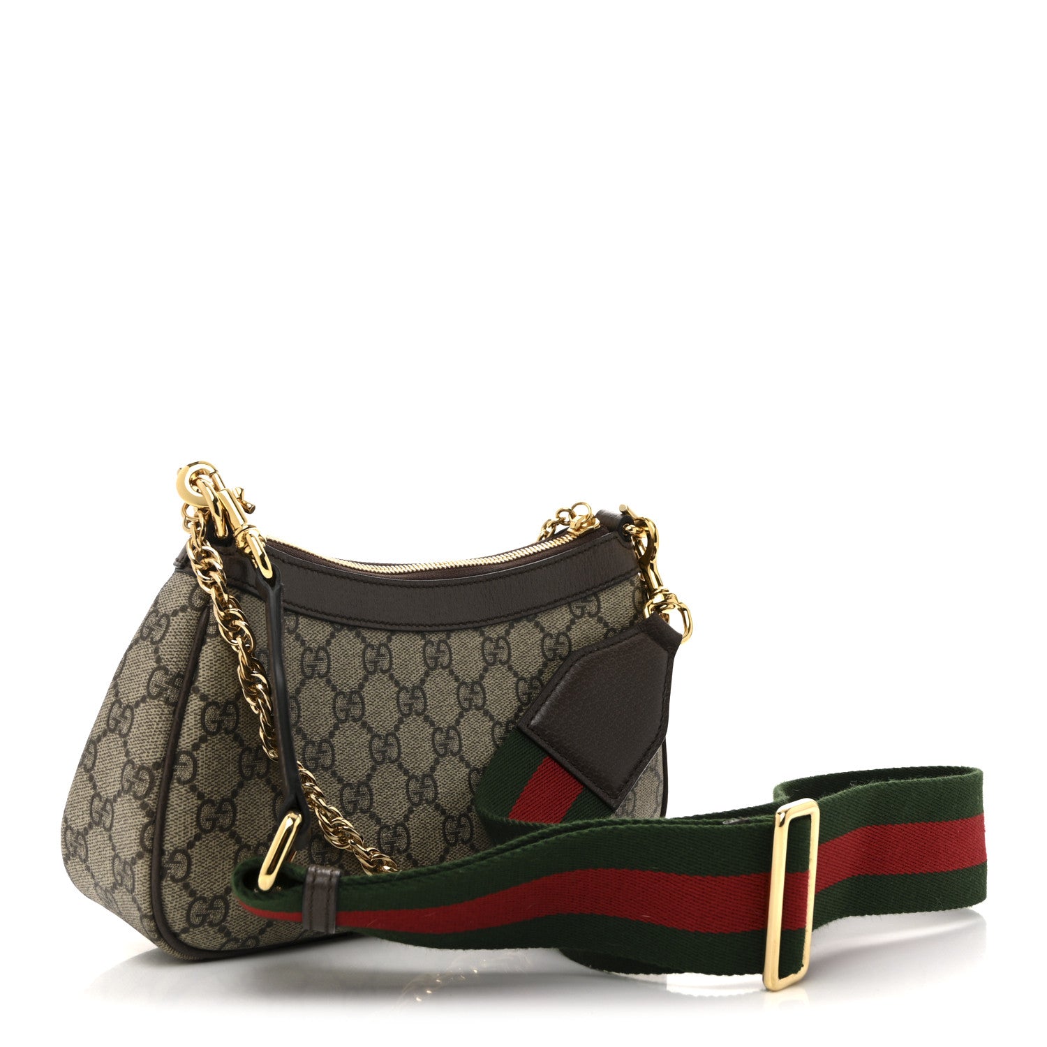 Gucci GG Supreme Monogram Textured Dollar Calfskin Web Small Ophidia GG Handbag Beige Ebony New Acero 3 of 14