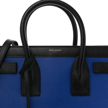 Saint Laurent Calfskin Bi-Color Small Sac De Jour Royal Blue Black 9 of 12