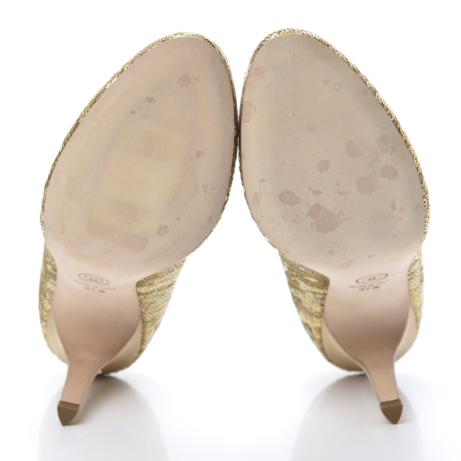 Chanel Sequin Pumps 37.5 Gold 5 of 12