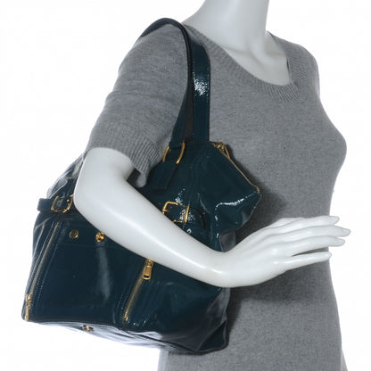 Saint Laurent Patent Small Downtown Petrol Blue 2 of 7