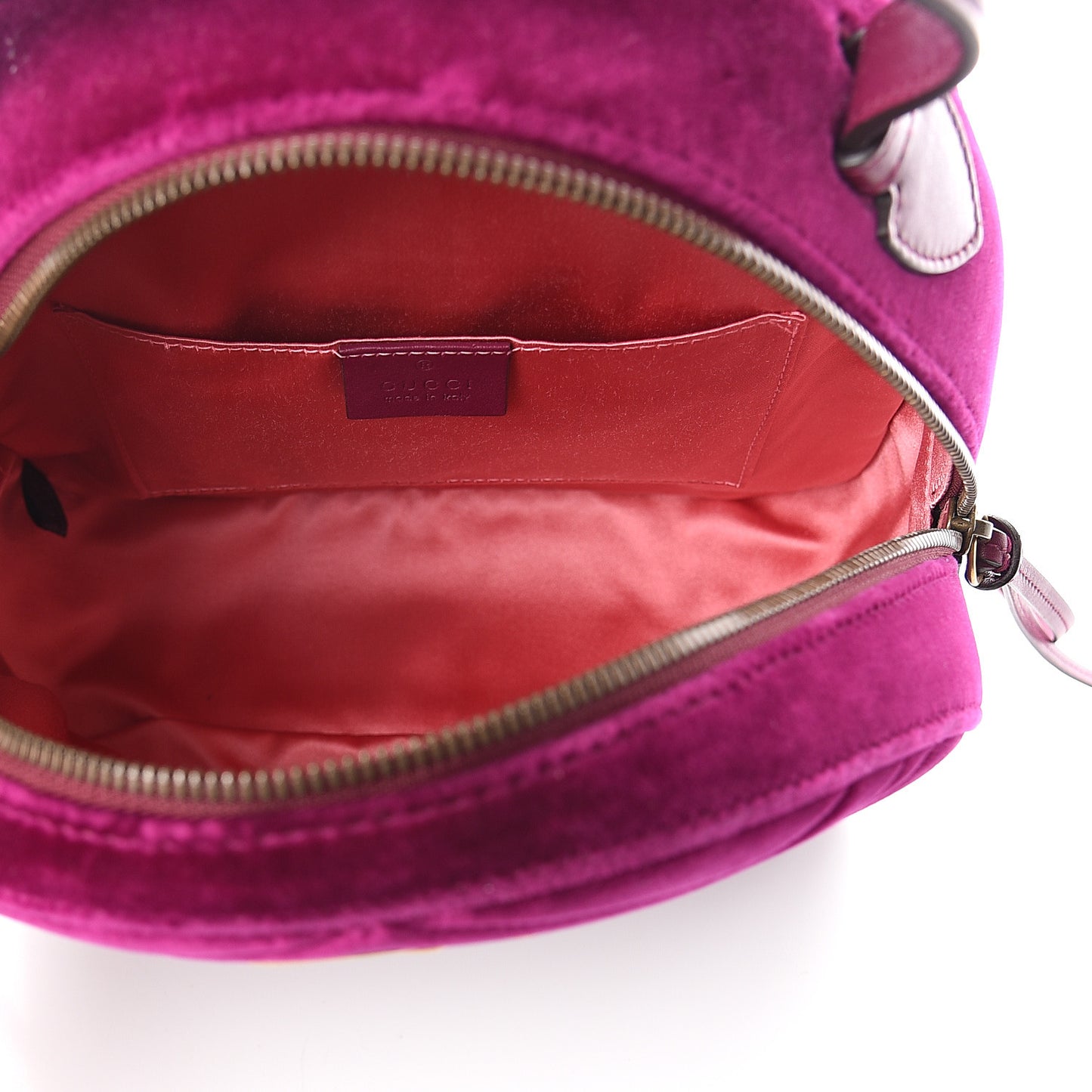 Velvet Matelasse GG Marmont Dome Backpack Fuchsia Violet Cyclamen