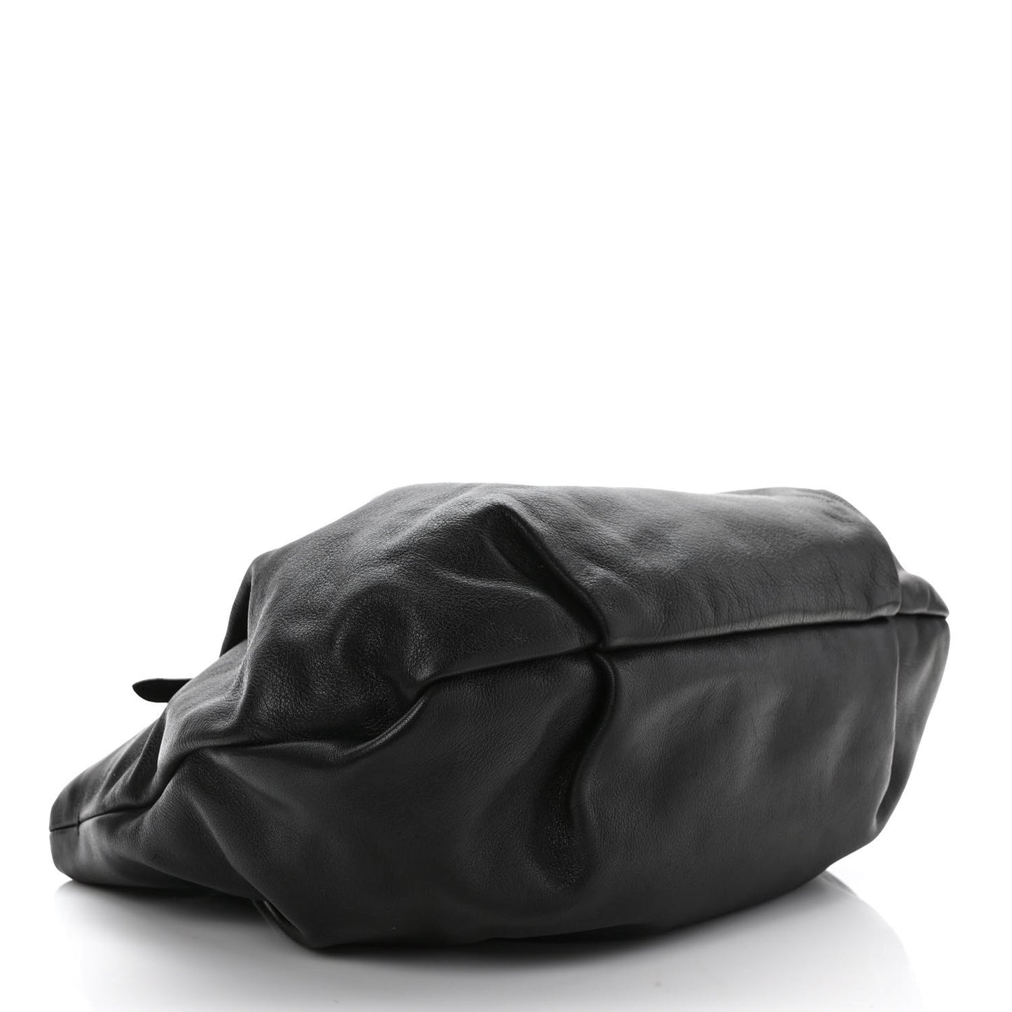 Soft Calfskin Pleated Shoulder Bag Black