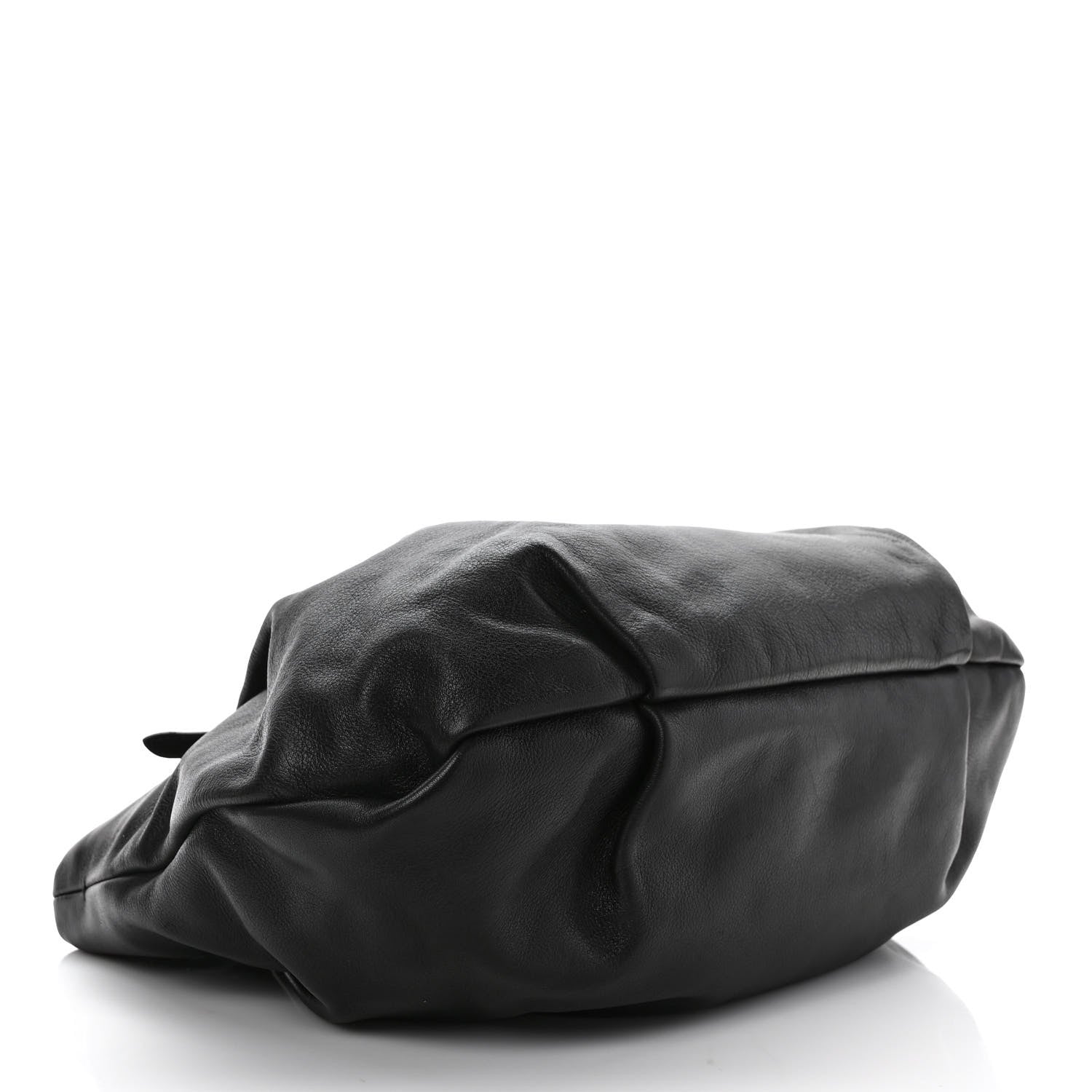 Prada Soft Calfskin Pleated Shoulder Bag Black 3 of 9