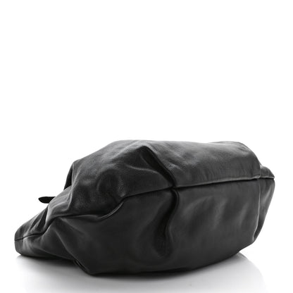 Prada Soft Calfskin Pleated Shoulder Bag Black 3 of 9