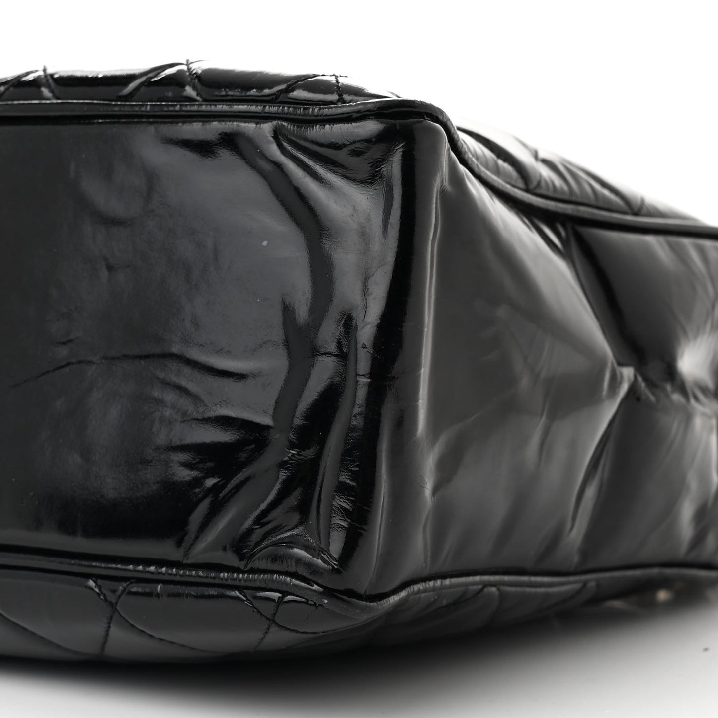 Patent Quilted Tote Black