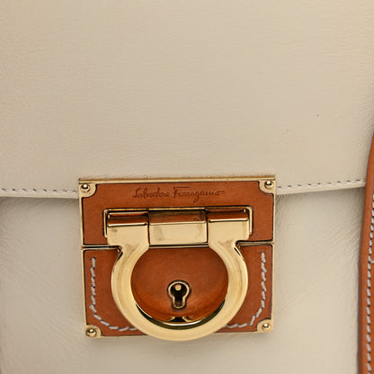 Salvatore Ferragamo Calfskin Small Sookie Satchel White Tan 7 of 13