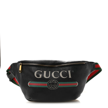 Gucci Grained Calfskin Logo Belt Bag Black 1 of 10