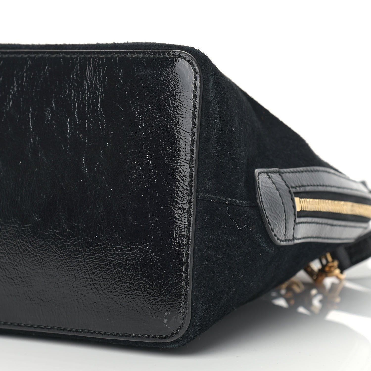 Gucci Suede Patent GG Web Medium Ophidia Top Handle Dome Bag Black 9 of 13