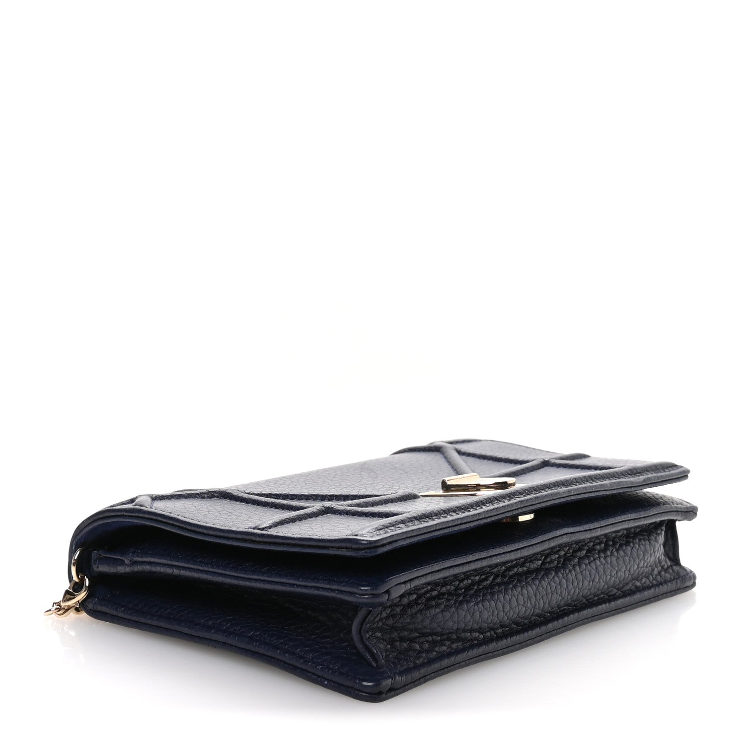 Christian Dior Grained Calfskin Diorama Wallet on Chain Pouch Blue 4 of 11