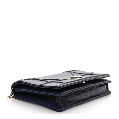 Christian Dior Grained Calfskin Diorama Wallet on Chain Pouch Blue 4 of 11
