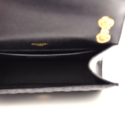 Saint Laurent Grain De Poudre Textured Mixed Matelasse Triquilt Medium Monogram Satchel Black 5 of 10