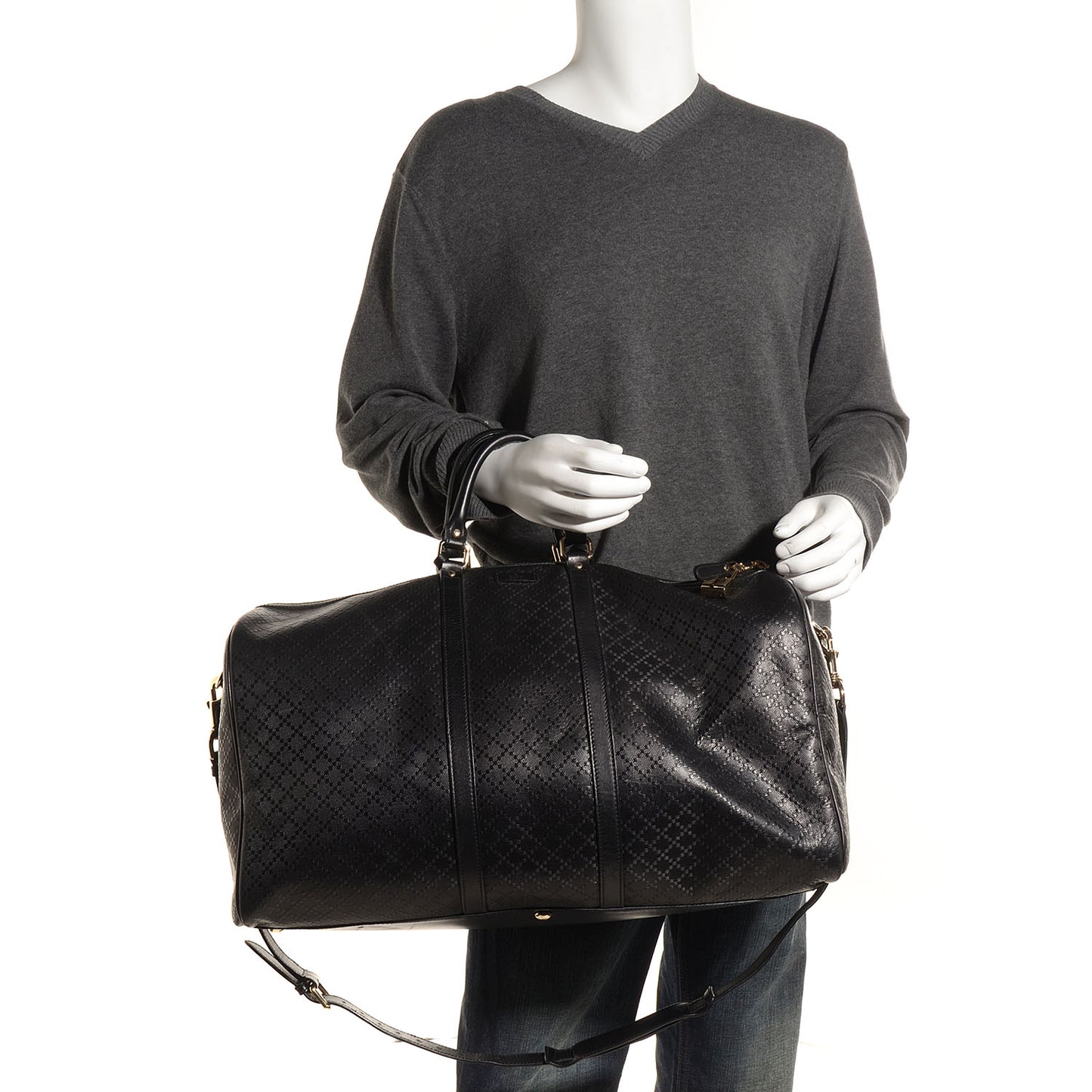 Bright Diamante Large Carry On Duffle Black