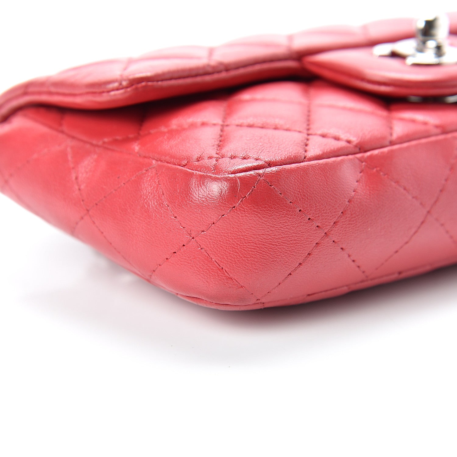 Chanel Lambskin Quilted Extra Mini Rectangular Flap Red 8 of 11
