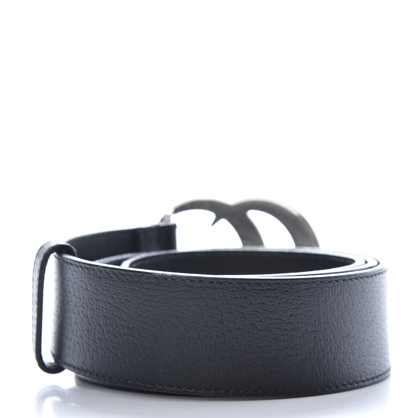 Textured Dollar Calfskin Nickel Double G 40mm Belt 90 36 Black