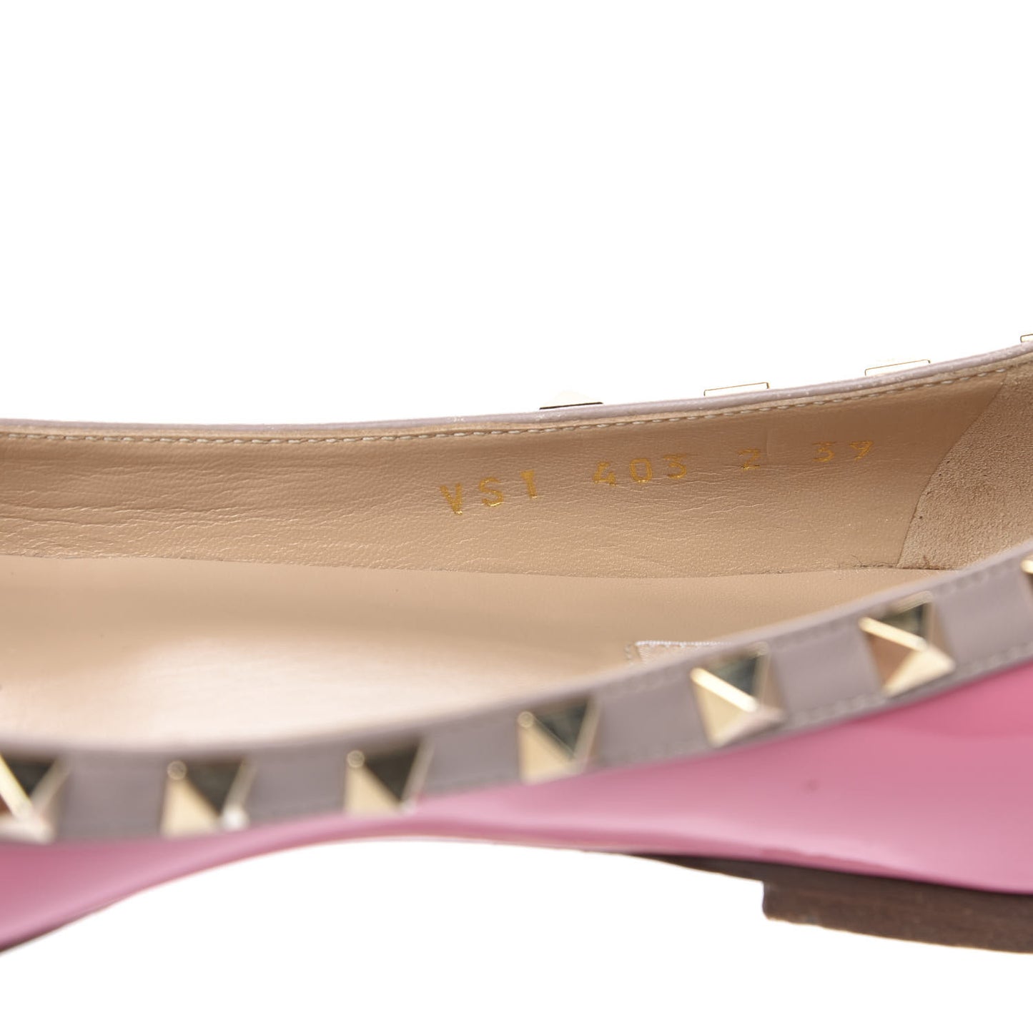 Patent Nappa Rockstud Ballerina Flats 39 Peony Poudre