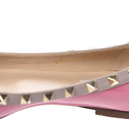Valentino Garavani Patent Nappa Rockstud Ballerina Flats 39 Peony Poudre 9 of 10