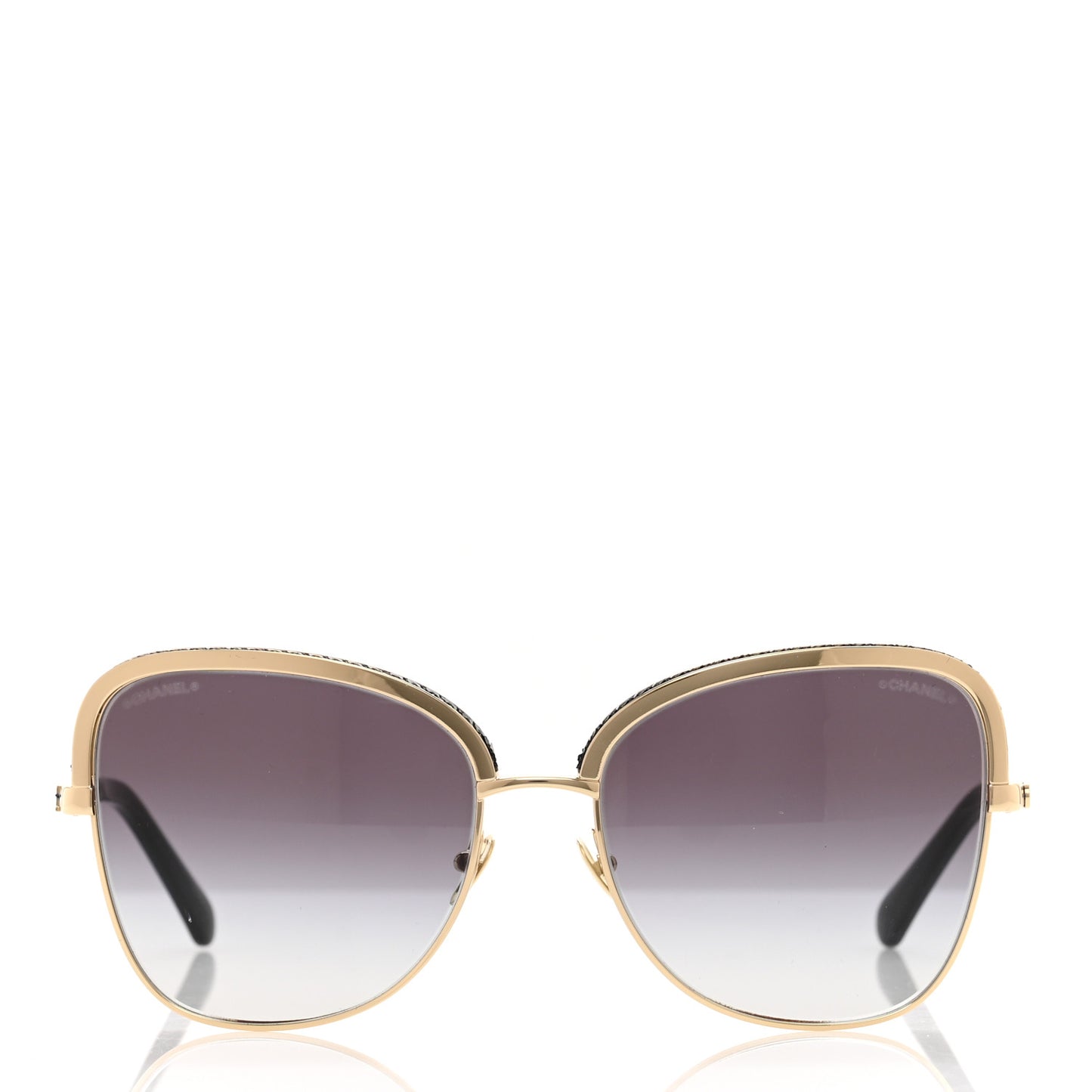 Square Frame Sequin Sunglasses 4270 Gold Black
