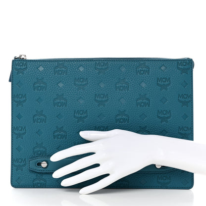 MCM Calfskin Ottomar Monogram Medium Tivitat Document Holder Teal 2 of 11