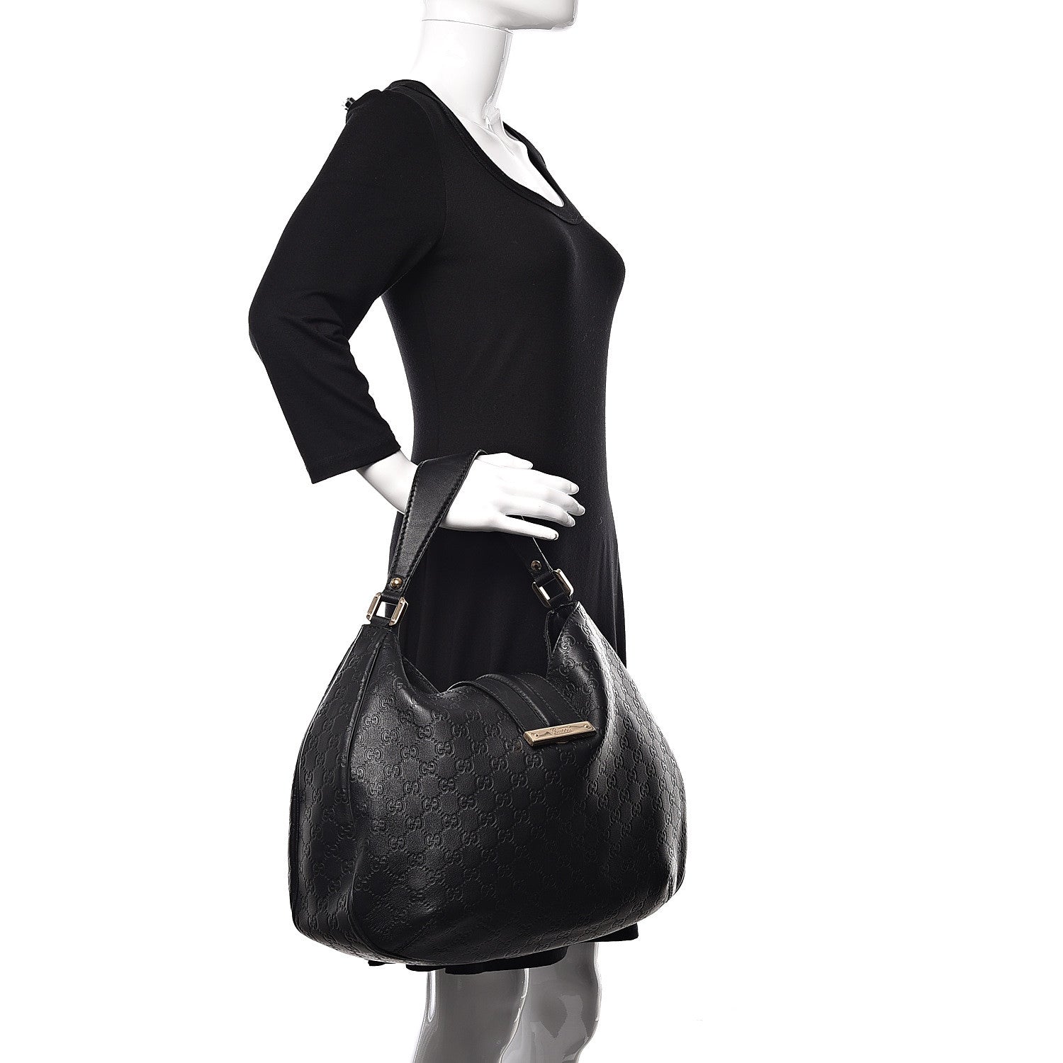 Gucci Guccissima Large New Ladies Web Hobo Black 2 of 9