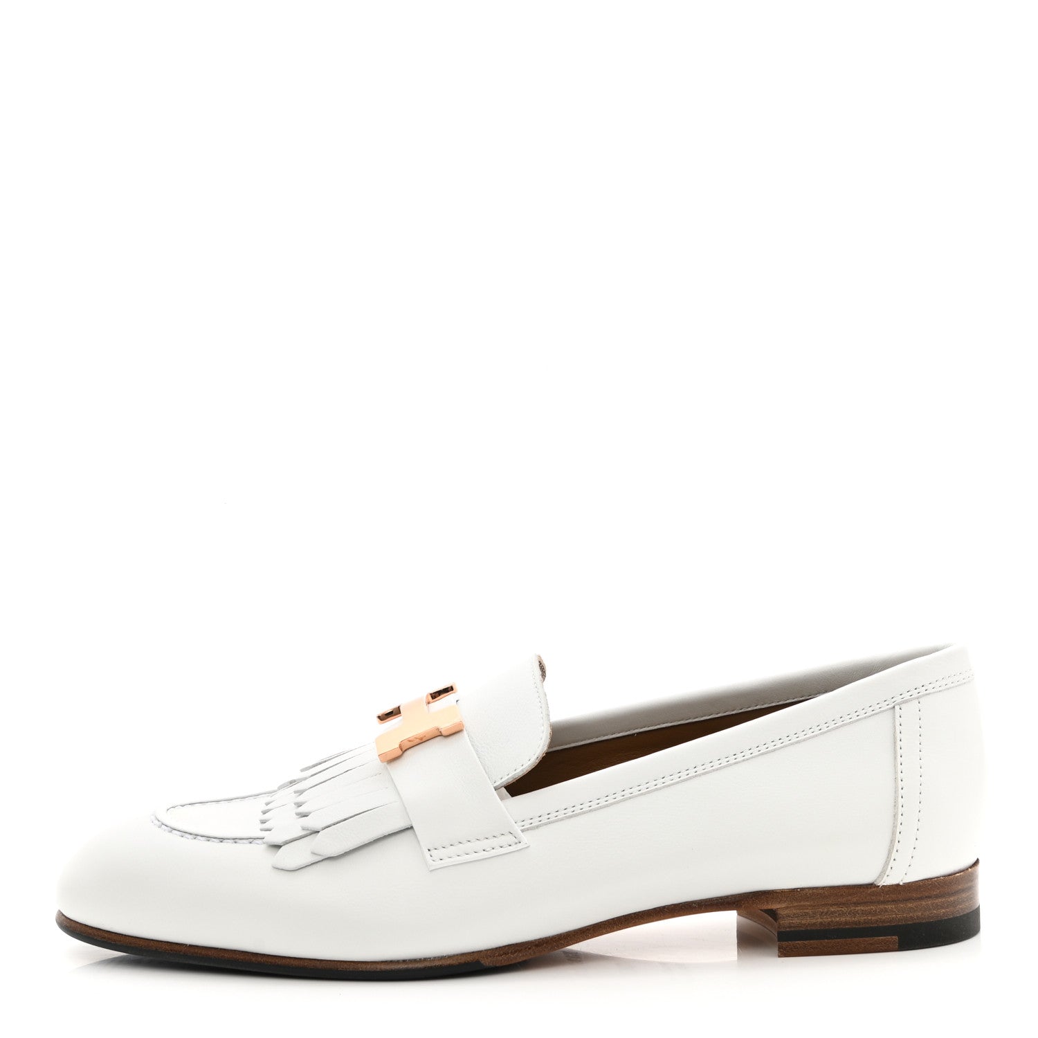 Hermes Calfskin Womens Royal Loafers 36.5 White 1 of 10
